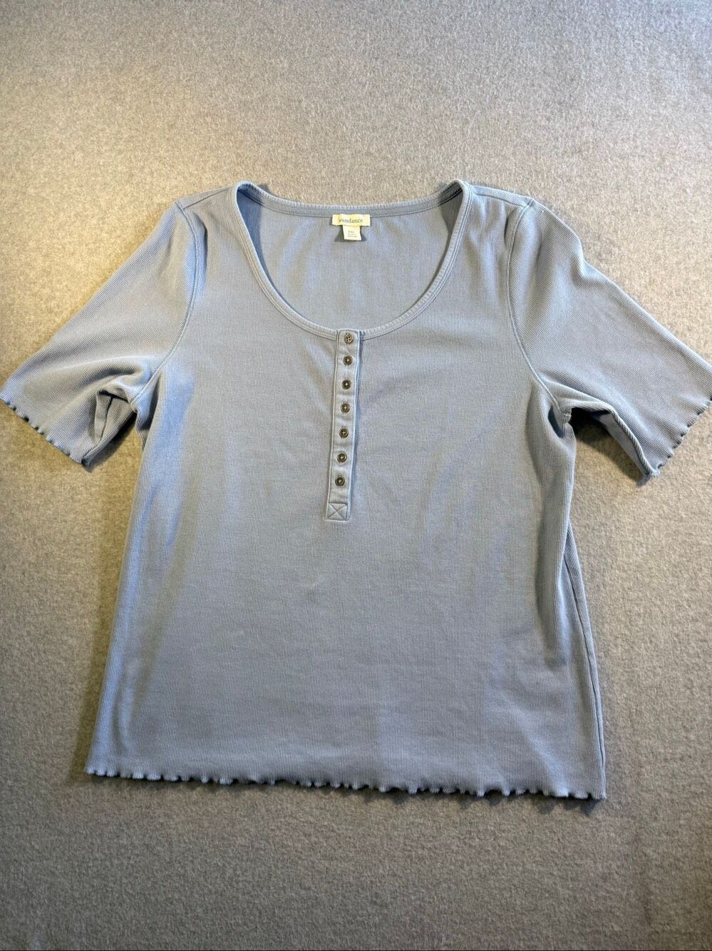 Sundance light blue ribbed henley top xxl